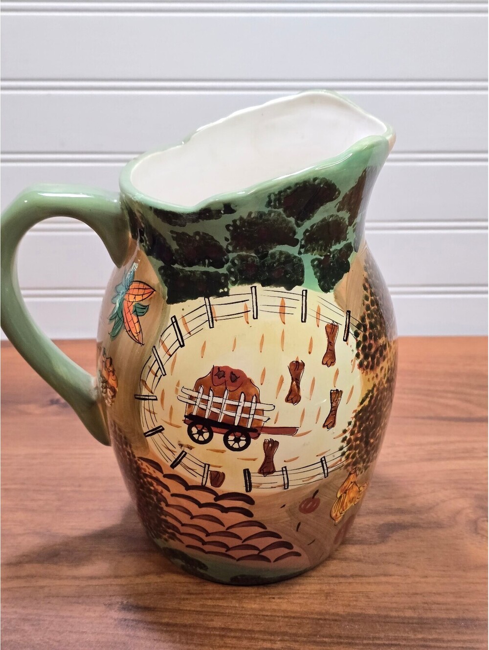 Vintage WCL Farmhouse Pitcher Country Harvest Ceramic Pitcher Fall Decor